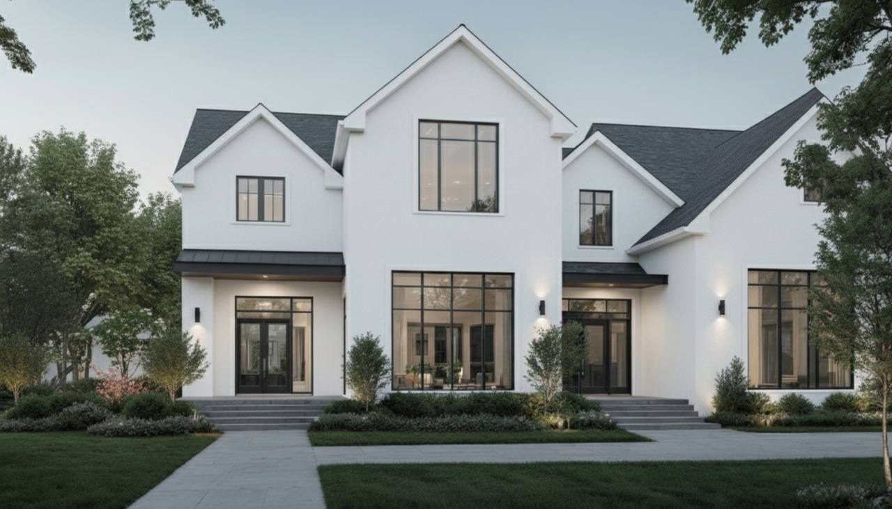 Light-filled custom home exterior with clean lines