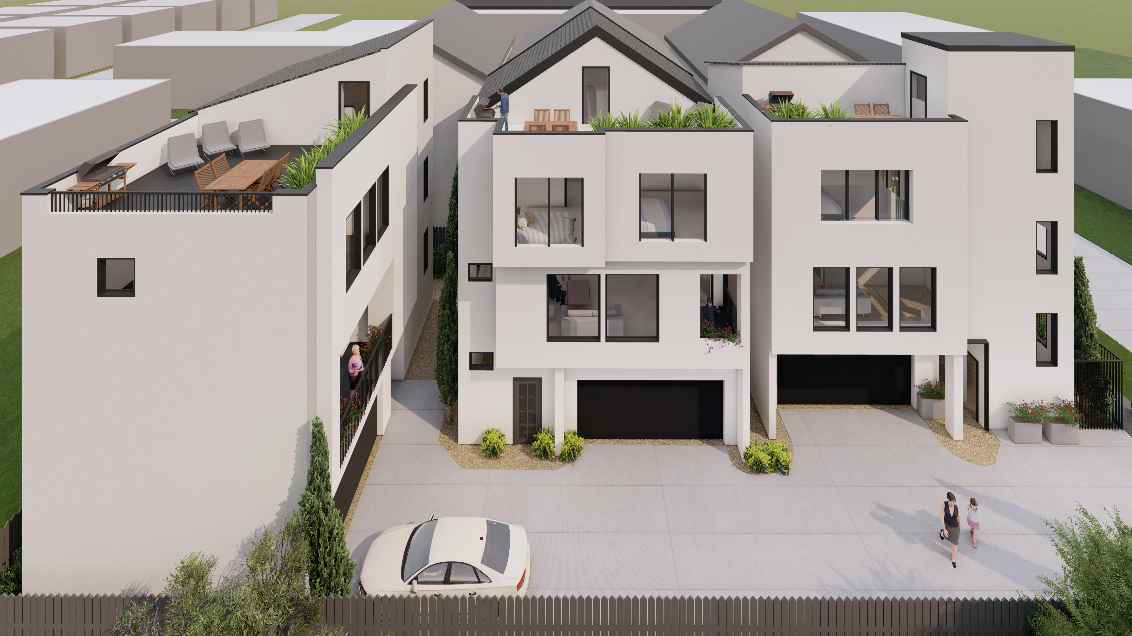 Neighborhood street with planned homes